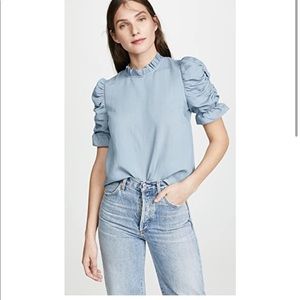 Shopbop Moon River Ruched Sleeve Top